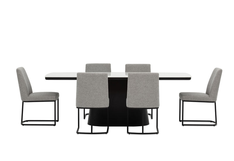 DORVAL 7 PIECE DINING SUITE WITH NEVIS CHAIRS  WHITE / GREY