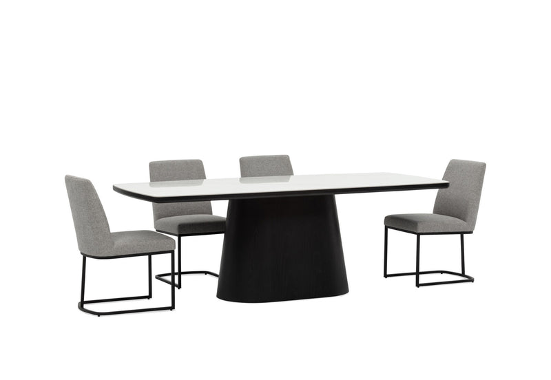 DORVAL 7 PIECE DINING SUITE WITH NEVIS CHAIRS  WHITE / GREY