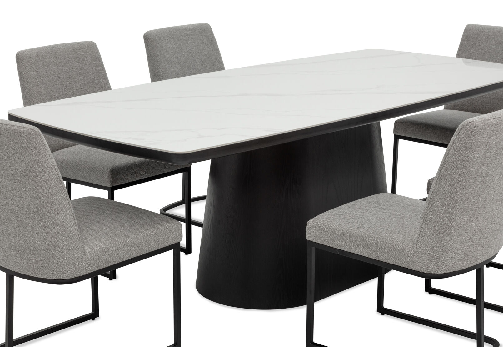 DORVAL 7 PIECE DINING SUITE WITH NEVIS CHAIRS  WHITE / GREY