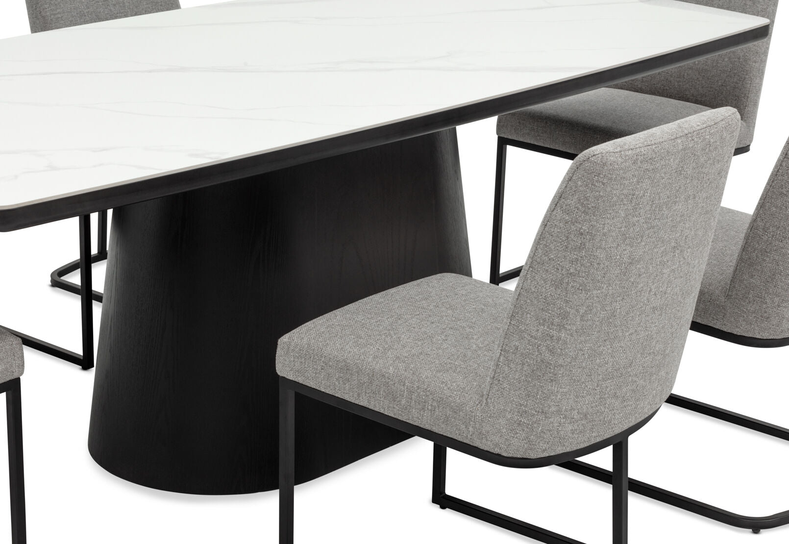 DORVAL 7 PIECE DINING SUITE WITH NEVIS CHAIRS  WHITE / GREY