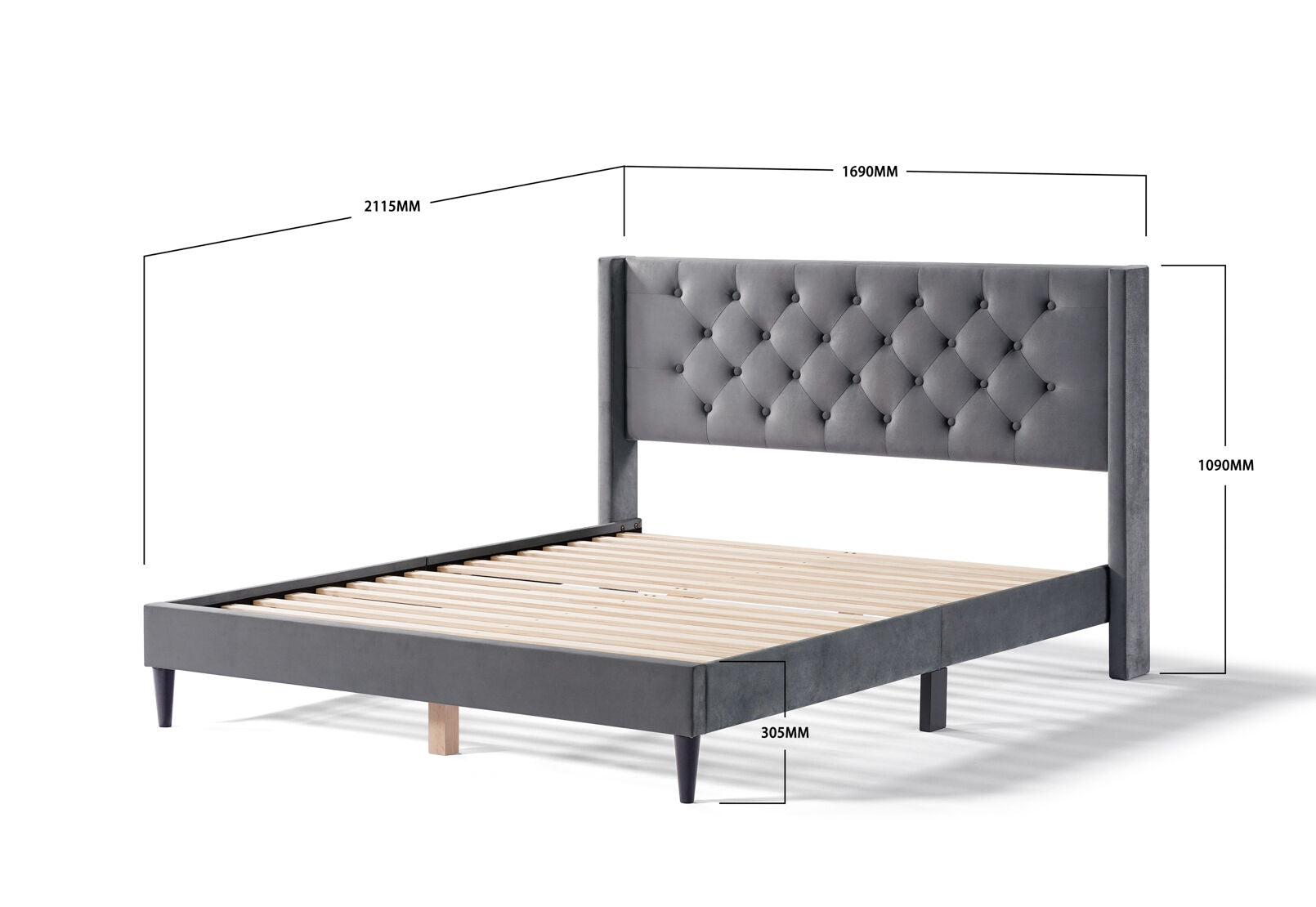 WAKEFIELD QUEEN BED GREY