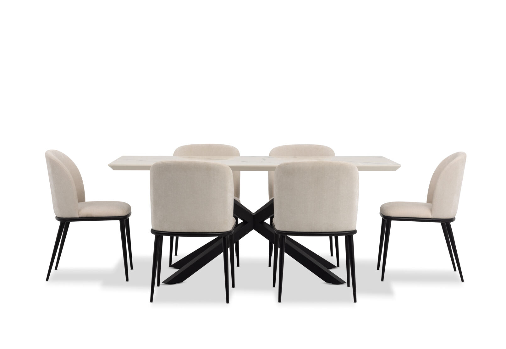 ARABELLA 7 PIECE DINING SUITE WITH CEDRIC DINING CHAIRS  CREAM/WHITE
