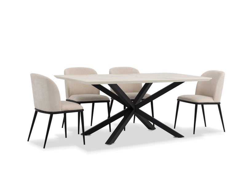 ARABELLA 7 PIECE DINING SUITE WITH CEDRIC DINING CHAIRS  CREAM/WHITE