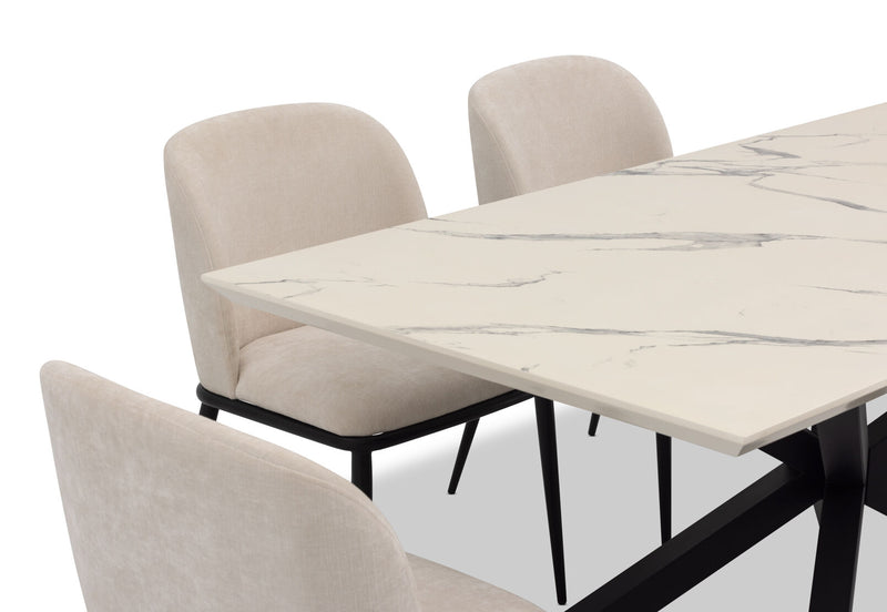 ARABELLA 7 PIECE DINING SUITE WITH CEDRIC DINING CHAIRS  CREAM/WHITE