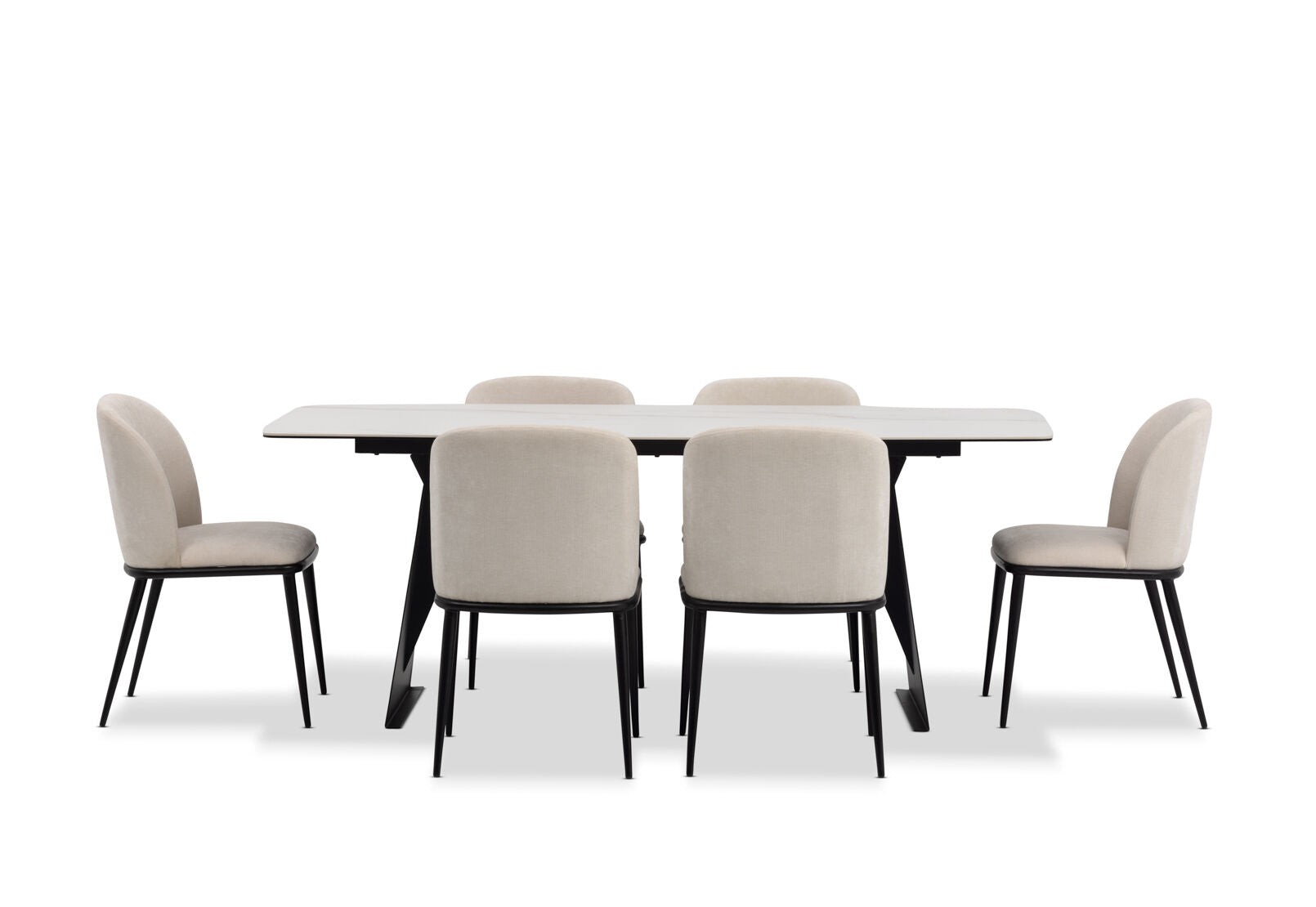 MACKINLEY 7 PIECE DINING SUITE WITH CEDRIC DINING CHAIRS  CREAM/WHITE