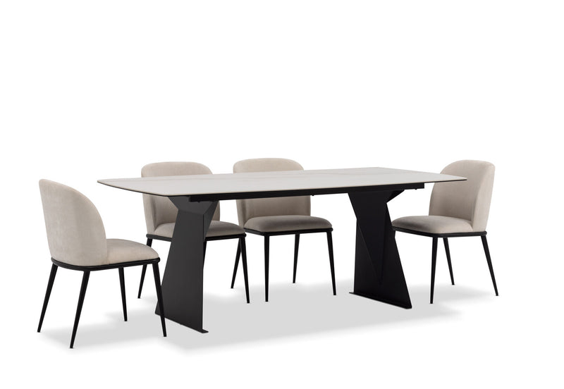 MACKINLEY 7 PIECE DINING SUITE WITH CEDRIC DINING CHAIRS  CREAM/WHITE