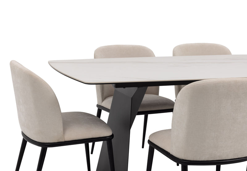 MACKINLEY 7 PIECE DINING SUITE WITH CEDRIC DINING CHAIRS  CREAM/WHITE