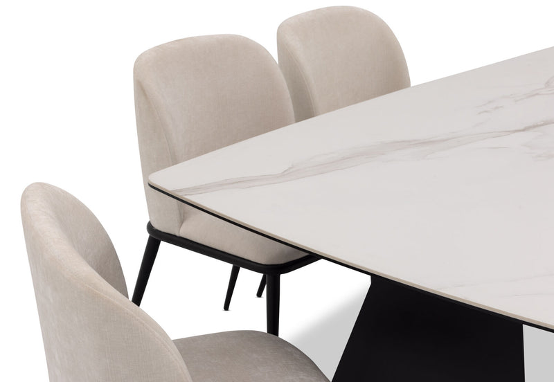 MACKINLEY 7 PIECE DINING SUITE WITH CEDRIC DINING CHAIRS  CREAM/WHITE