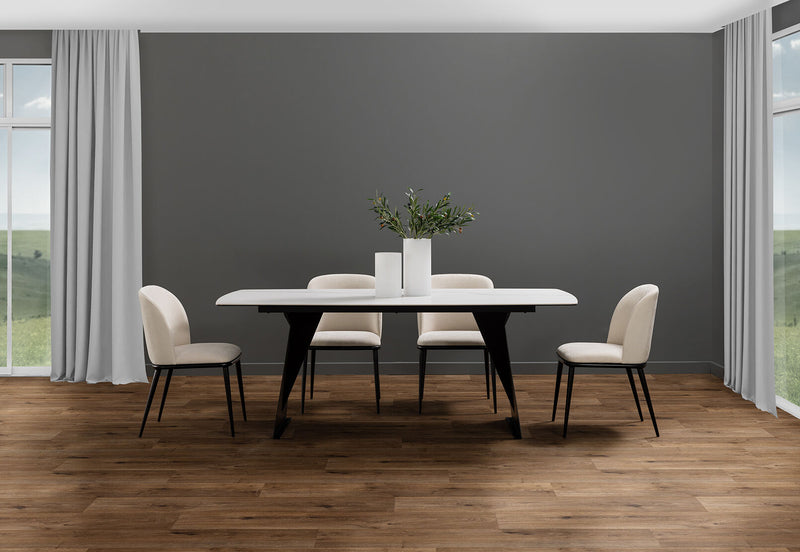 MACKINLEY 7 PIECE DINING SUITE WITH CEDRIC DINING CHAIRS  CREAM/WHITE