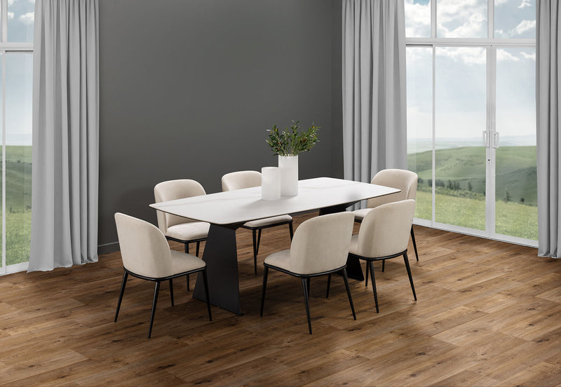 MACKINLEY 7 PIECE DINING SUITE WITH CEDRIC DINING CHAIRS  CREAM/WHITE