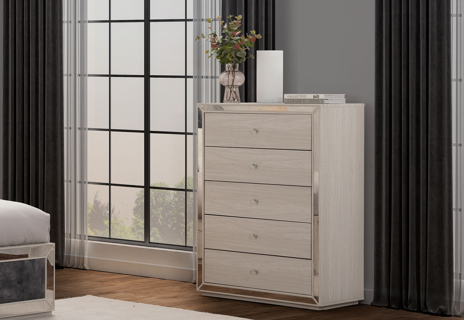 ISMENE 5 DRAWER TALL CHEST WHITE
