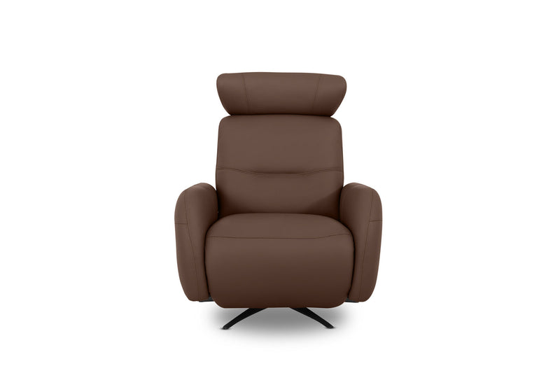 ALDRICH LEATHER SWIVEL ELECTRIC RECLINER CACAO BROWN