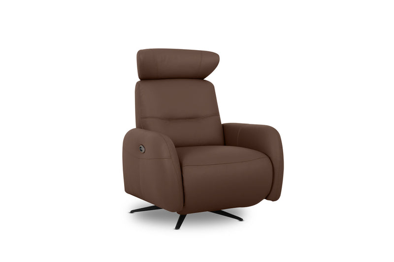 ALDRICH LEATHER SWIVEL ELECTRIC RECLINER CACAO BROWN