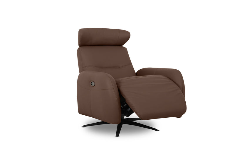 ALDRICH LEATHER SWIVEL ELECTRIC RECLINER CACAO BROWN