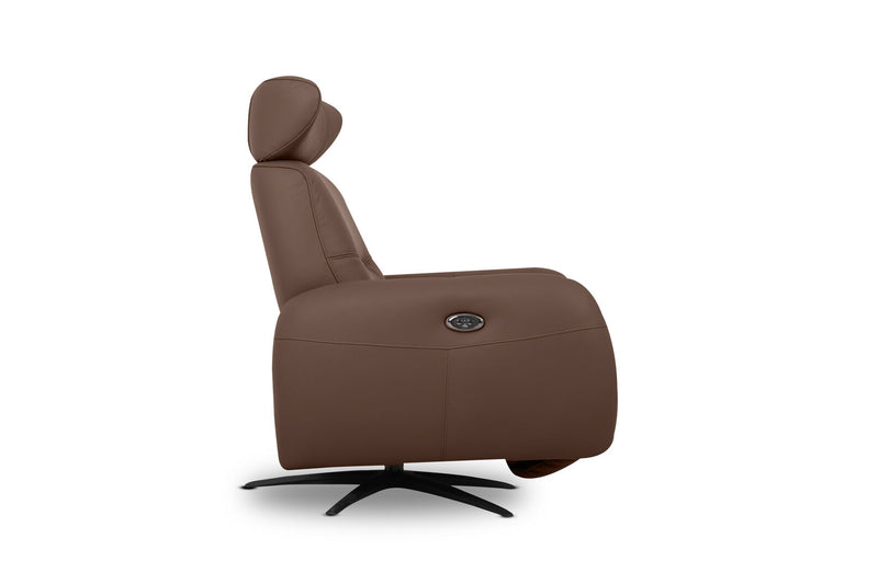ALDRICH LEATHER SWIVEL ELECTRIC RECLINER CACAO BROWN