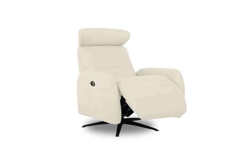 ALDRICH LEATHER SWIVEL ELECTRIC RECLINER FROST