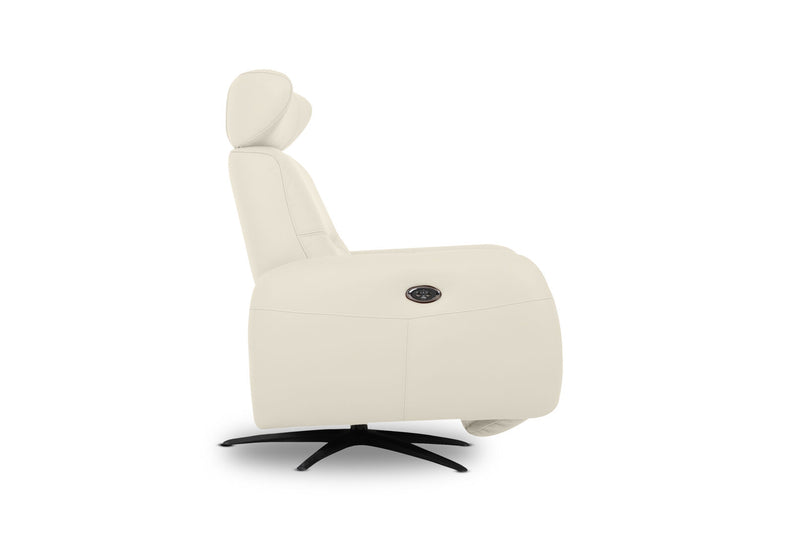 ALDRICH LEATHER SWIVEL ELECTRIC RECLINER FROST
