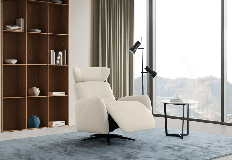 ALDRICH LEATHER SWIVEL ELECTRIC RECLINER FROST