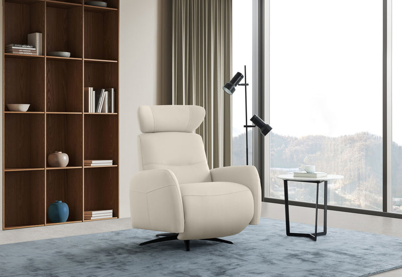 ALDRICH LEATHER SWIVEL ELECTRIC RECLINER FROST