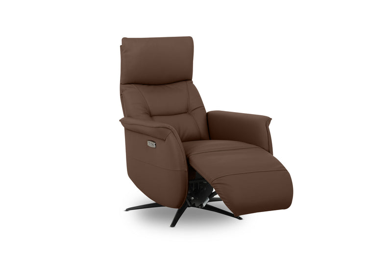 LENNY LEATHER SWIVEL DELUXE ELECTRIC RECLINER CACAO BROWN