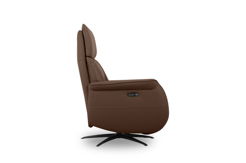 LENNY LEATHER SWIVEL DELUXE ELECTRIC RECLINER CACAO BROWN