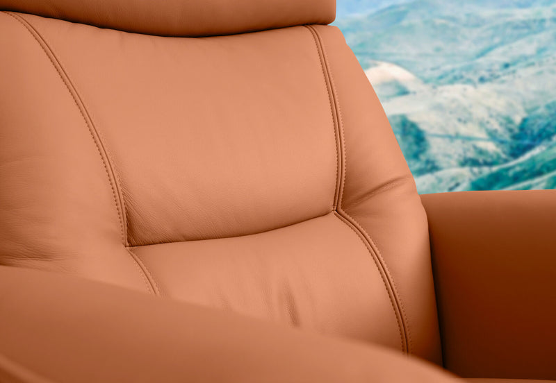 LENNY LEATHER SWIVEL DELUXE ELECTRIC RECLINER TAN