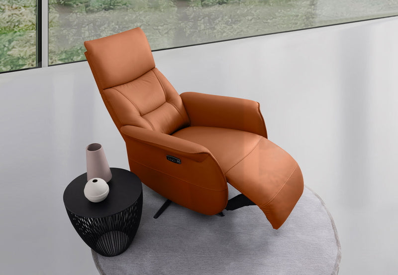 LENNY LEATHER SWIVEL DELUXE ELECTRIC RECLINER TAN