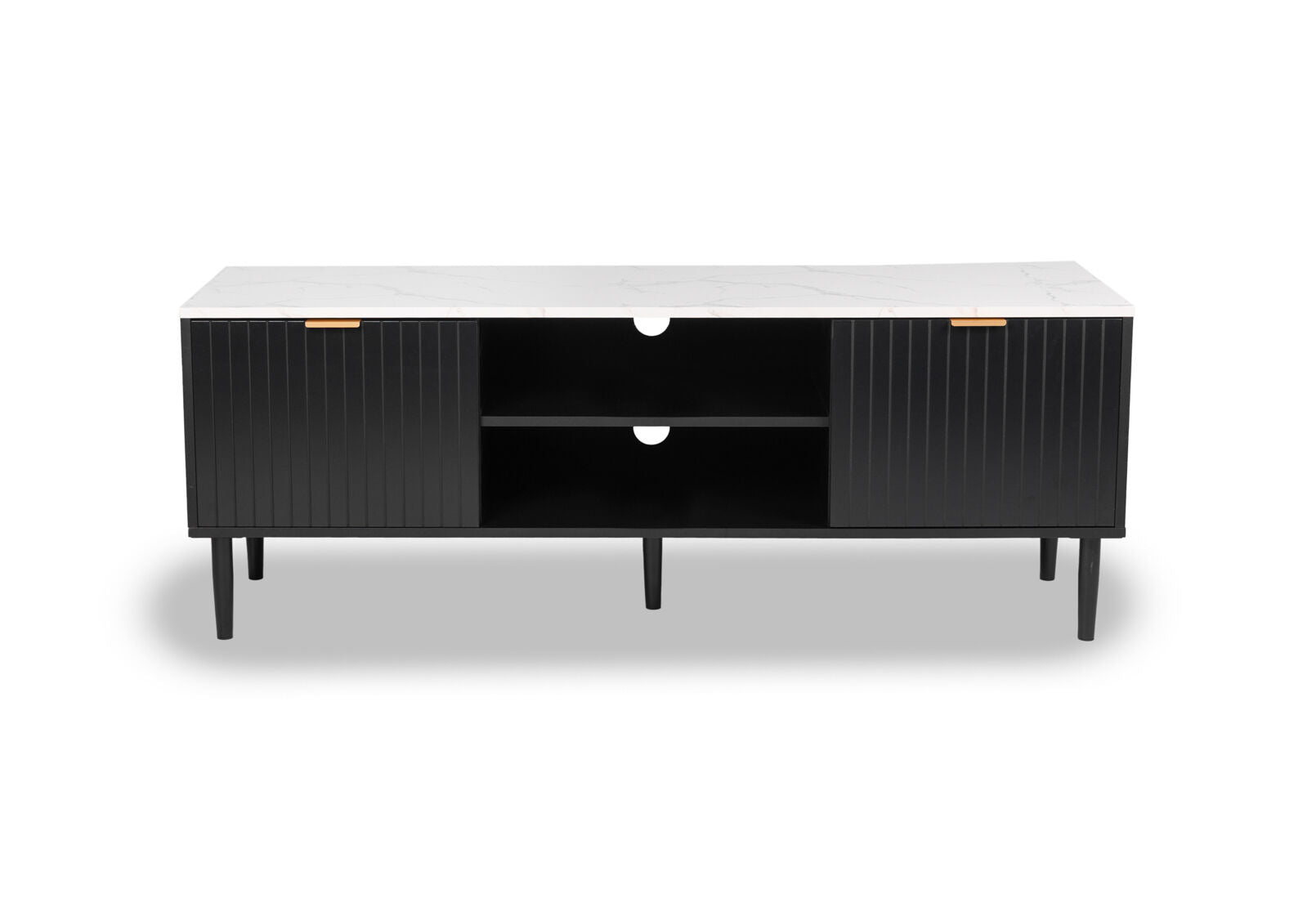 SHAW 2 DRAWER ENTERTAIMENT UNIT BLACK/MARBLE