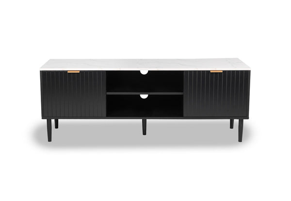 SHAW 2 DRAWER ENTERTAIMENT UNIT BLACK/MARBLE