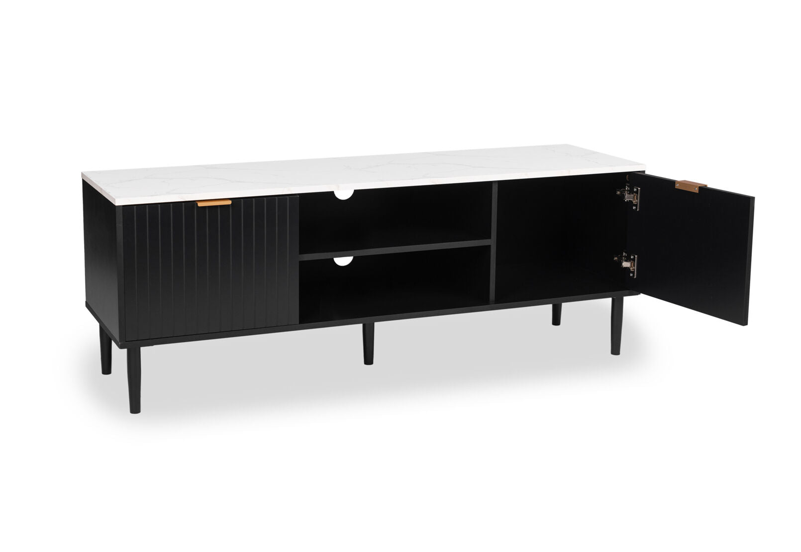 SHAW 2 DRAWER ENTERTAIMENT UNIT BLACK/MARBLE