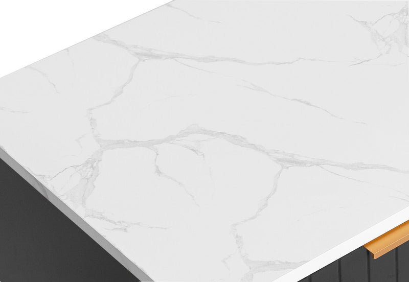 SHAW 2 DRAWER ENTERTAIMENT UNIT BLACK/MARBLE