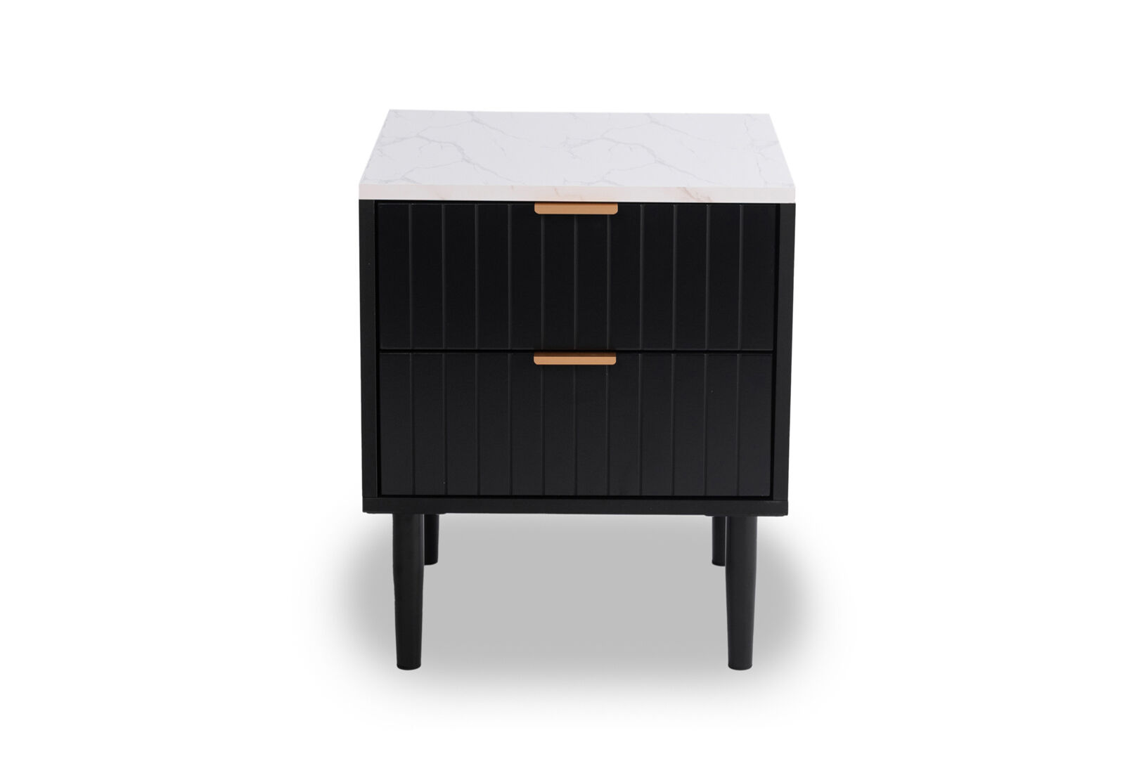 SHAW 2 DRAWER BEDSIDE BLACK/MARBLE