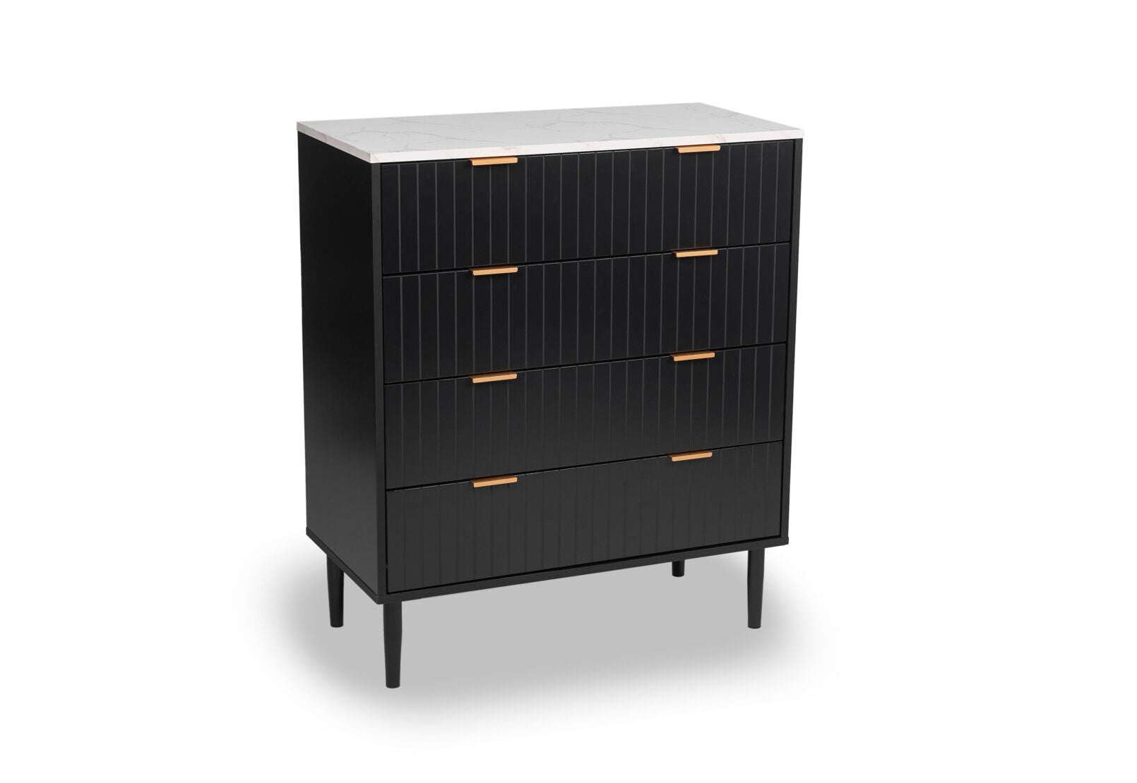 SHAW 4 DRAWER TALL CHEST BLACK/MARBLE
