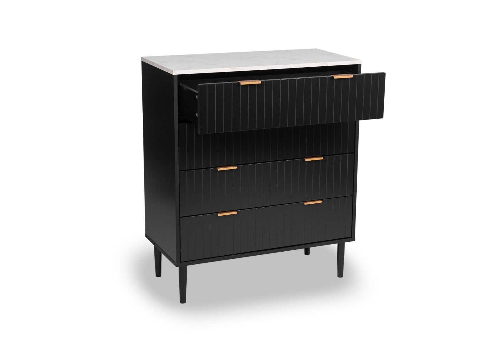 SHAW 4 DRAWER TALL CHEST BLACK/MARBLE
