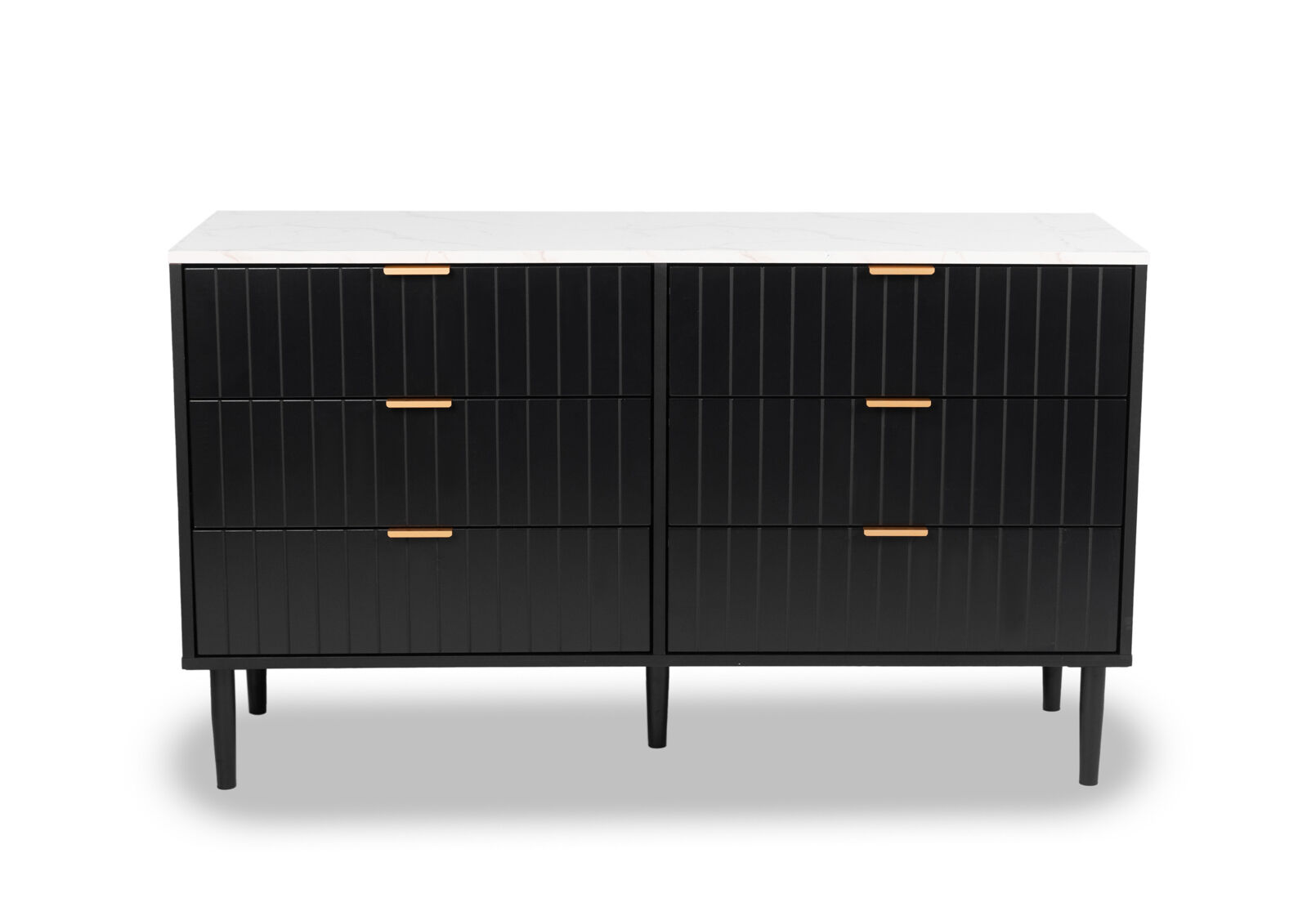 SHAW 6 DRAWER DRESSER BLACK/MARBLE