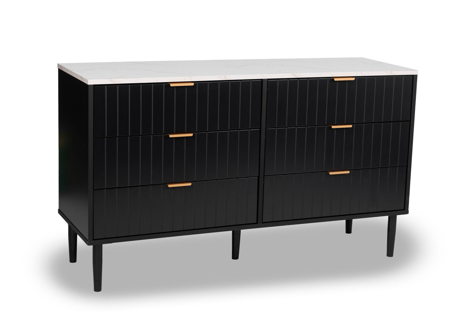 SHAW 6 DRAWER DRESSER BLACK/MARBLE