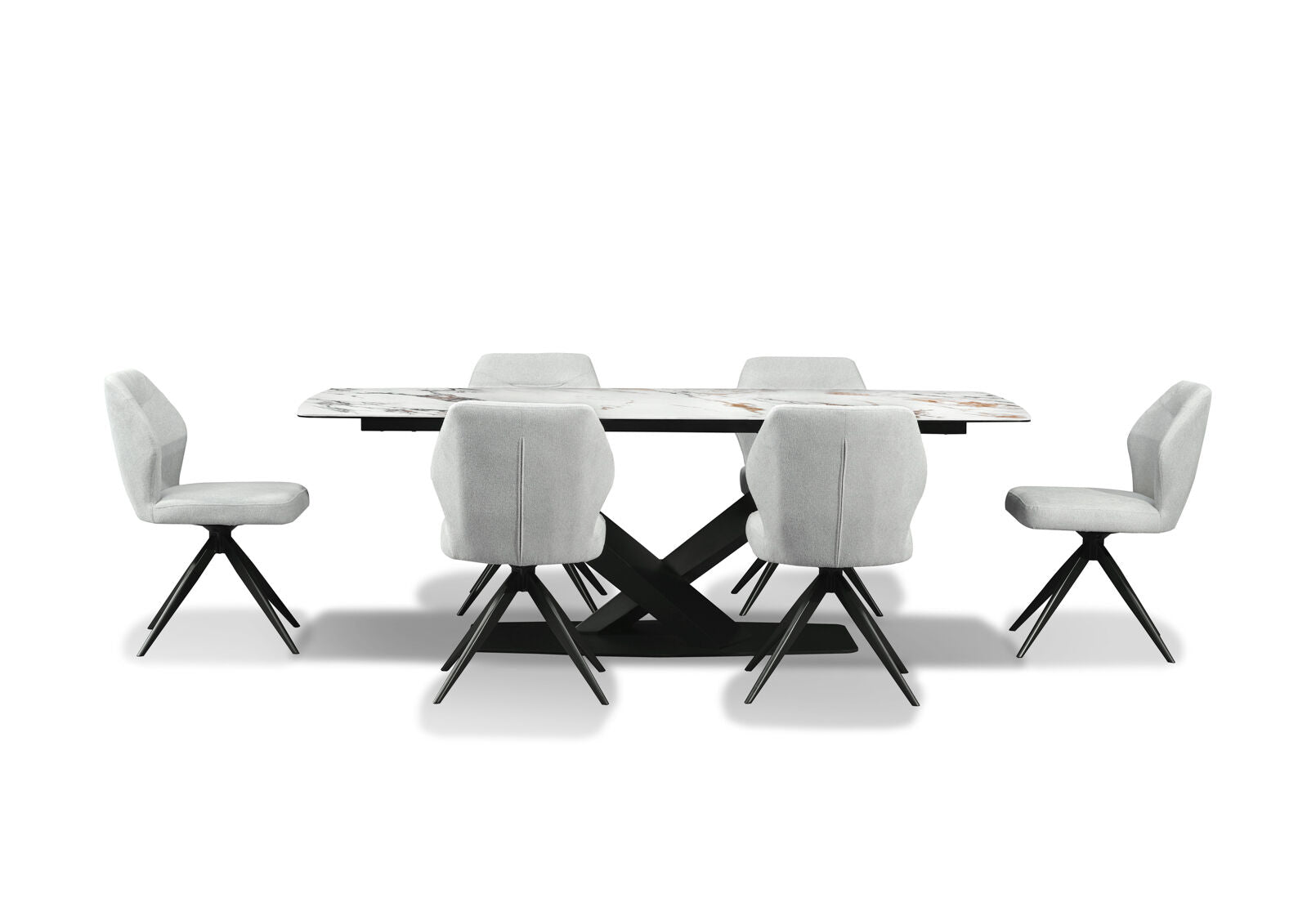 LEGANA 7 PIECE DINING SUITE WITH ALDRIC DINING CHAIRS  MARBLE/GREY