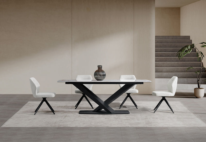 LEGANA 7 PIECE DINING SUITE WITH ALDRIC DINING CHAIRS  MARBLE/GREY