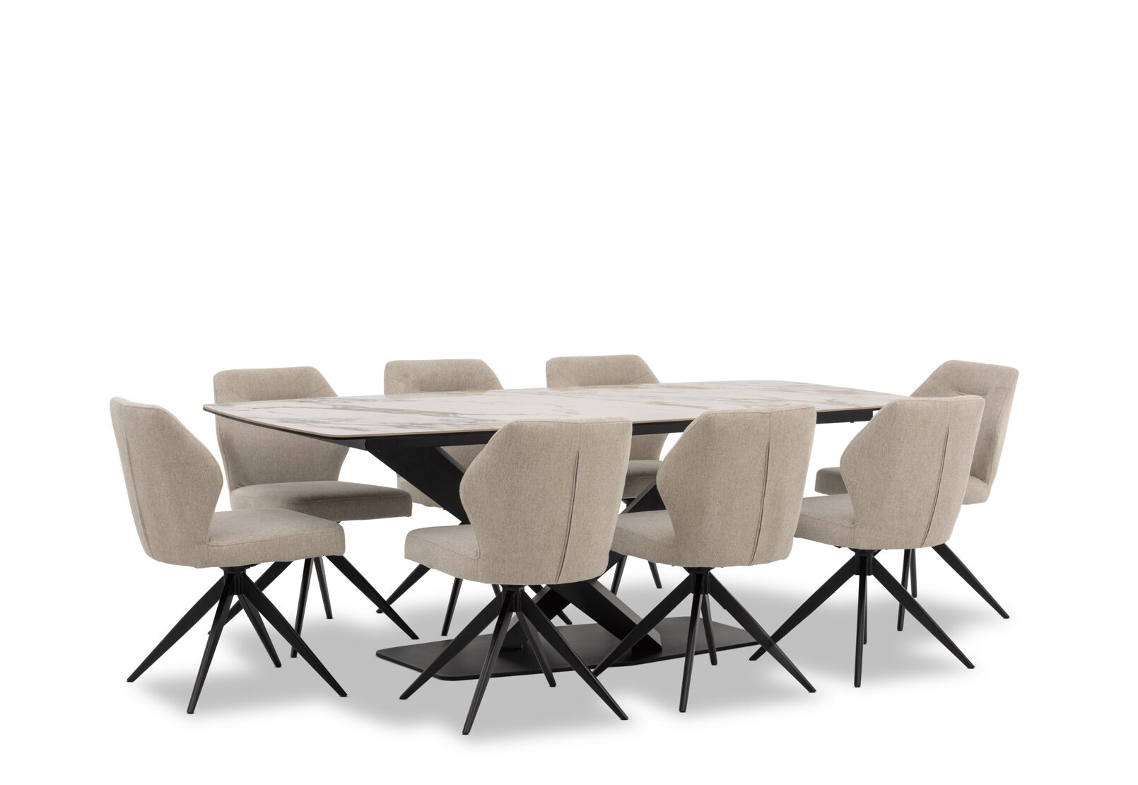 LEGANA 9 PIECE DINING SUITE WITH ALDRIC DINING CHAIRS MARBLE/GREY