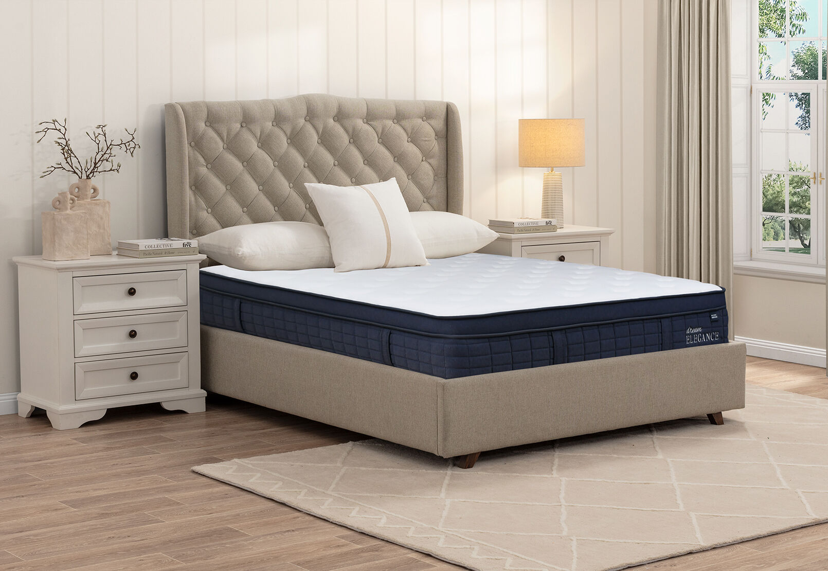 DREAM ELEGANCE 6000 INDIGO QUEEN MATTRESS WHITE/BLUE