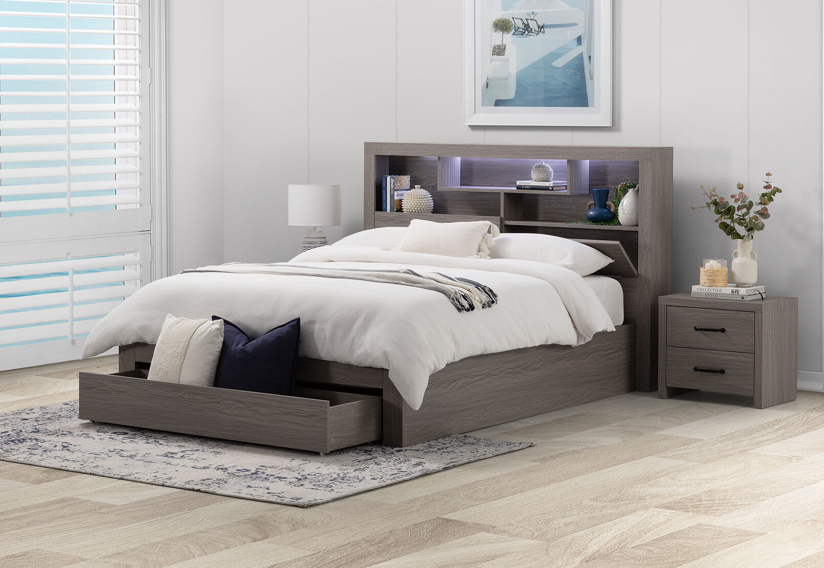 GEOVANA KING BED GREY