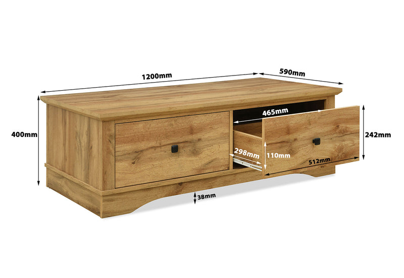 O'BRIEN 2 DRAWER COFFEE TABLE 	OAK