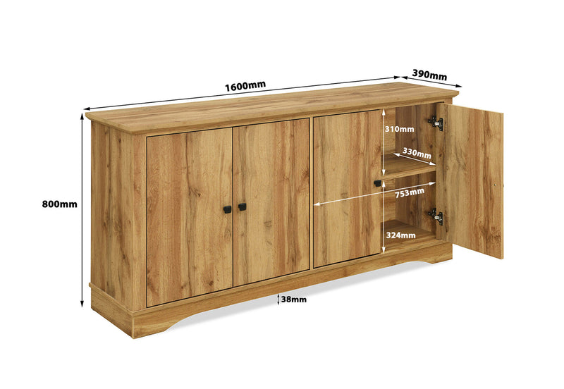 O'BRIEN 4 DOOR BUFFET OAK