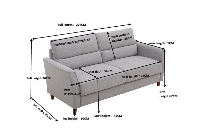 WAGNER 3 SEAT SOFA GREY