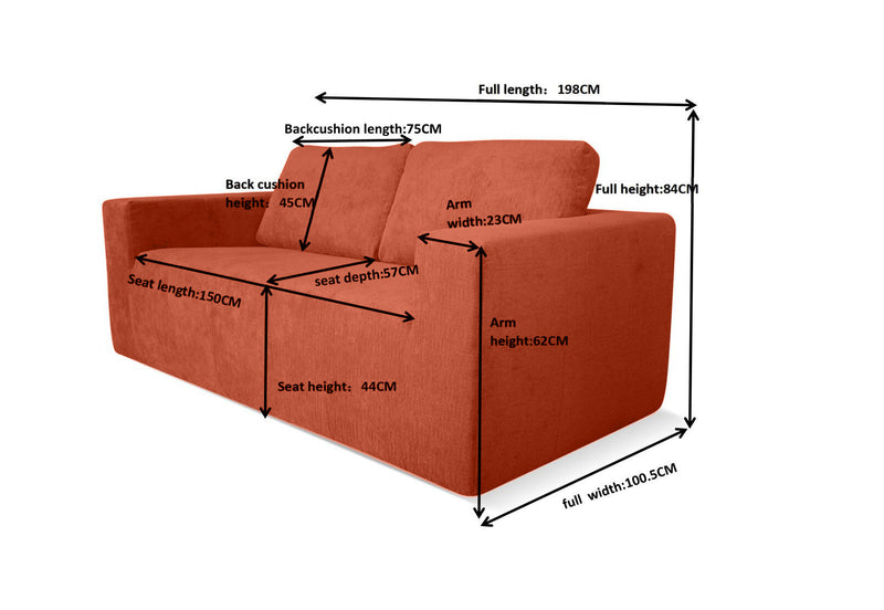 WALTERS 3 SEAT SOFA RUST