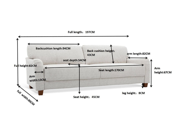 WARREN 3 SEAT SOFA BEIGE