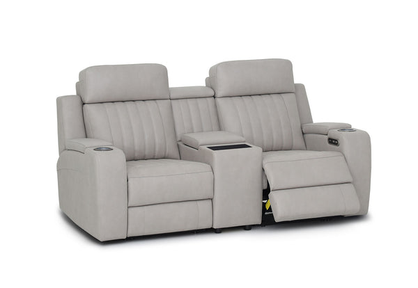 THANE FABRIC 2 SEATER WITH ELECTRIC RECLINERS LIGHT GREY