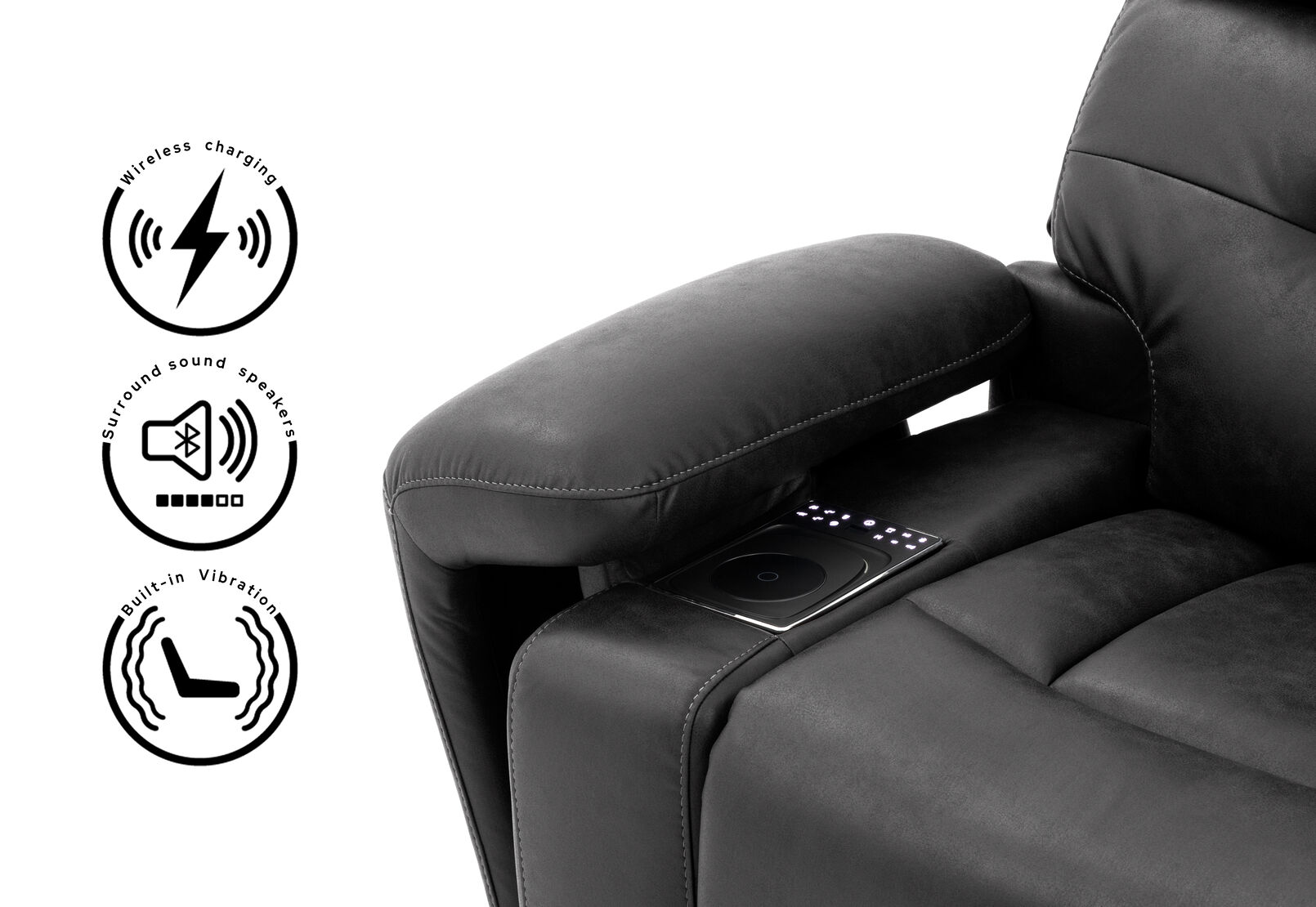 HOLLYWOOD FABRIC MEDIA ELECTRIC RECLINER CHARCOAL