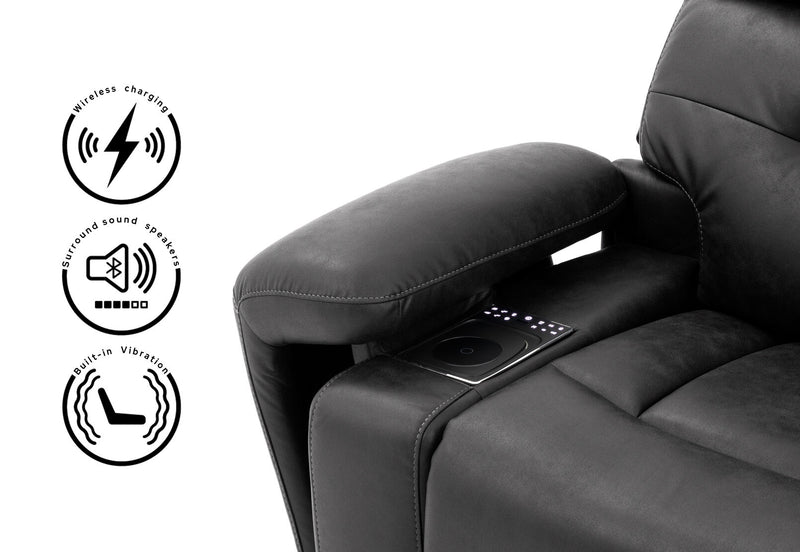HOLLYWOOD FABRIC MEDIA ELECTRIC RECLINER CHARCOAL