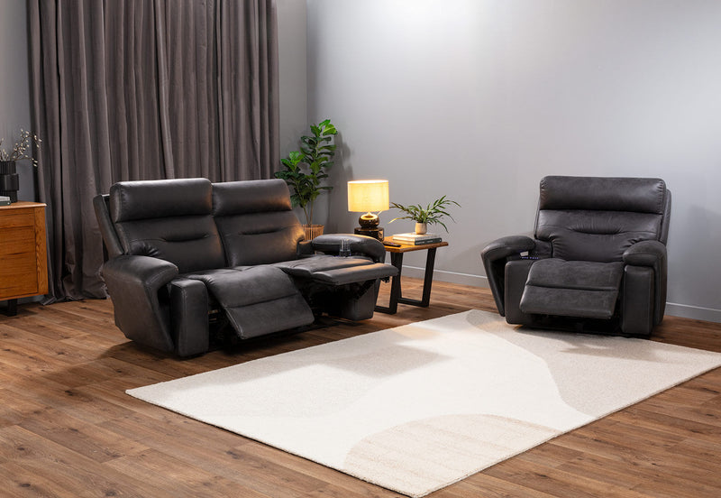 HOLLYWOOD FABRIC MEDIA ELECTRIC RECLINER CHARCOAL